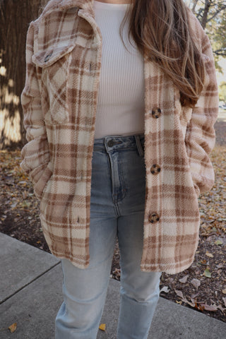 Warm For The Winter Plaid Sherpa Jacket