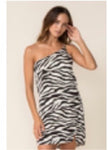 Make It Count One-Shoulder Zebra Dress
